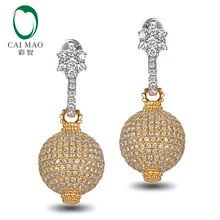 Caimao уникальные ювелирные изделия 14 К Two-Tone Золото 4.35ctw Diamond Обручение серьги