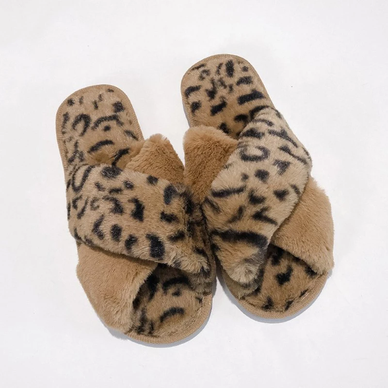 Women Slippers 2018 New Leopard Print Home Slippers For Winter Warm