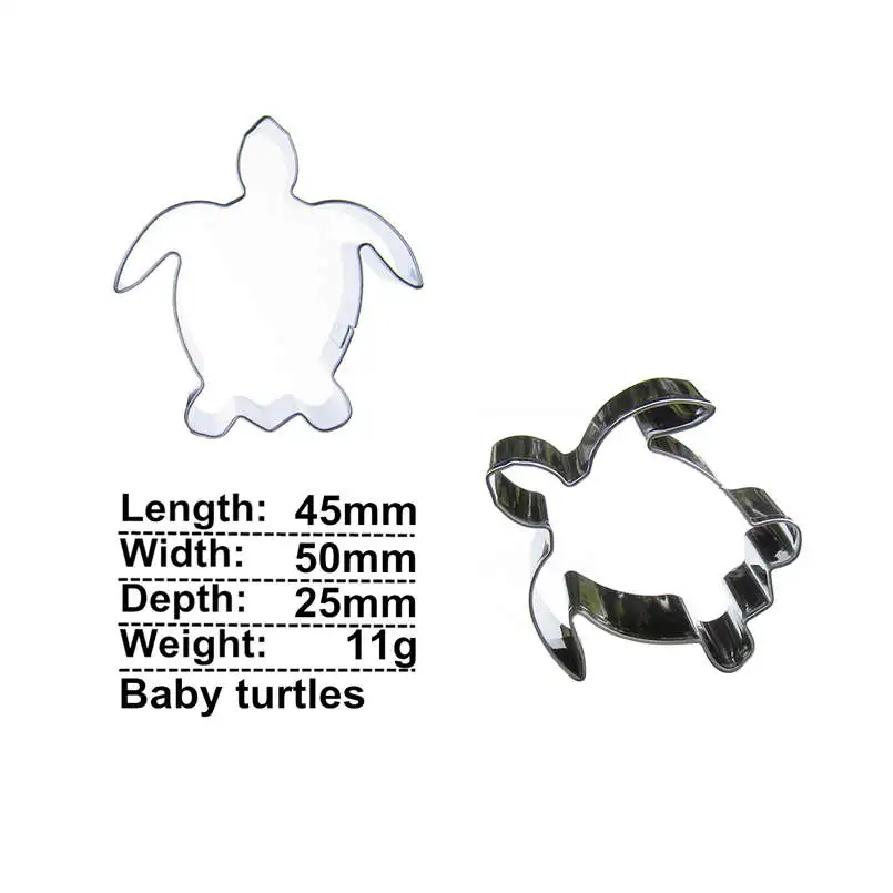 3pcs Baby turtles Cookie cutter Biscuit Embossing Machine Pastry Fudge Stainless Steel Baking Mould Cake Decorating kitchen Tool