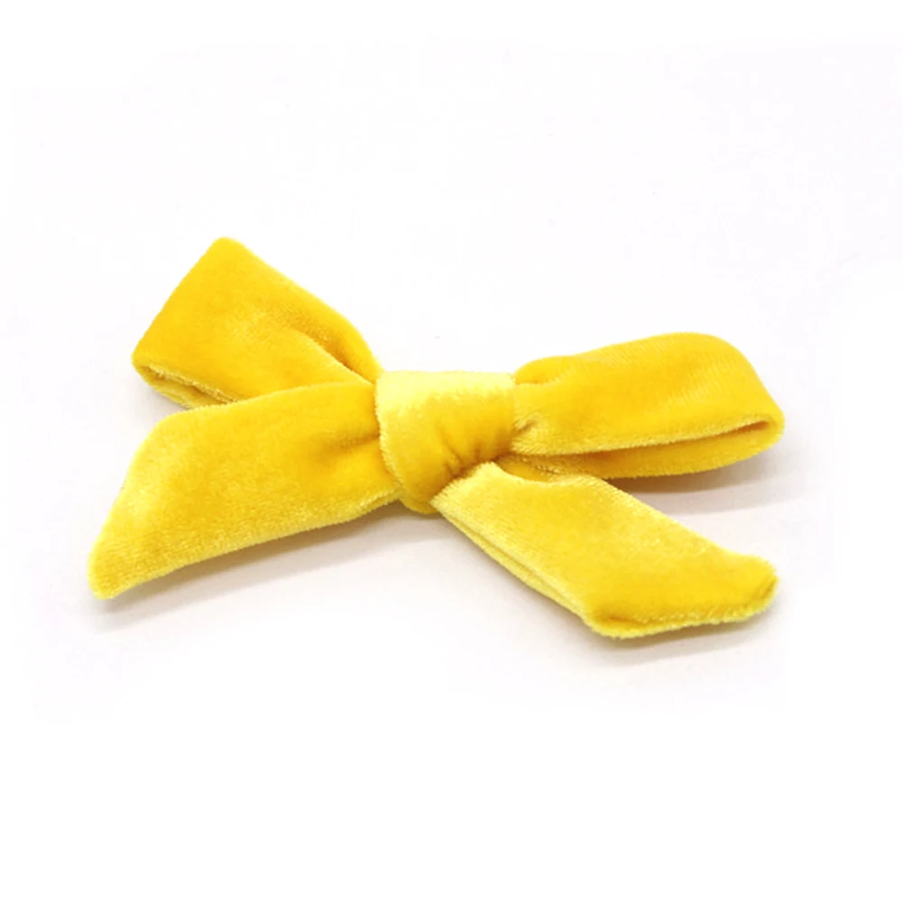 Бархатный завязанный вручную бант из нейлона повязка на голову или зажим для осени и зимы, бархатные аксессуары для волос для школьниц - Цвет: Цвет: желтый