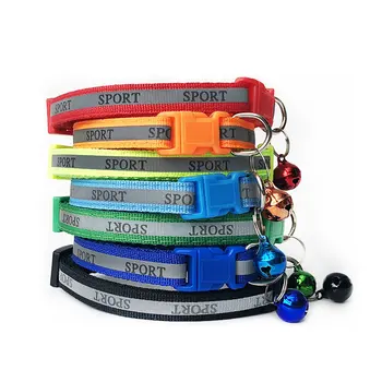 

Transport Chat Reflective Collar Collar Cat Pet Cat Collar With Bell Solid Nylon Pet Collar Safe Kitten Cat Nylon Breakaway