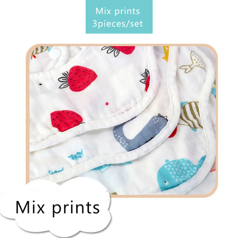 Happyflute 3 шт./лот хлопковая бандана нагрудник для кормления халат для младенцев слюнявчик полотенце детские принадлежности для еды мягкие детские вещи - Цвет: Mix prints
