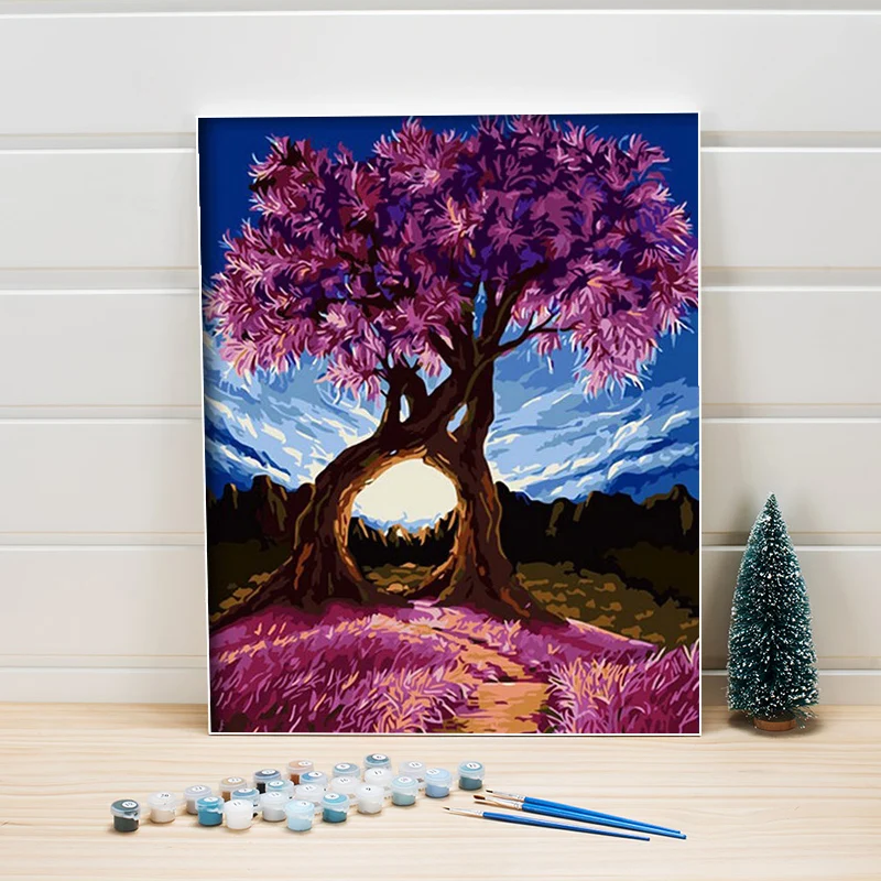 

Tree Canvas Painting By Numbers 40x50cm Landscape Acrylics Paints Number Walls Pictures For Bedroom Decor Coloring Art One Piece