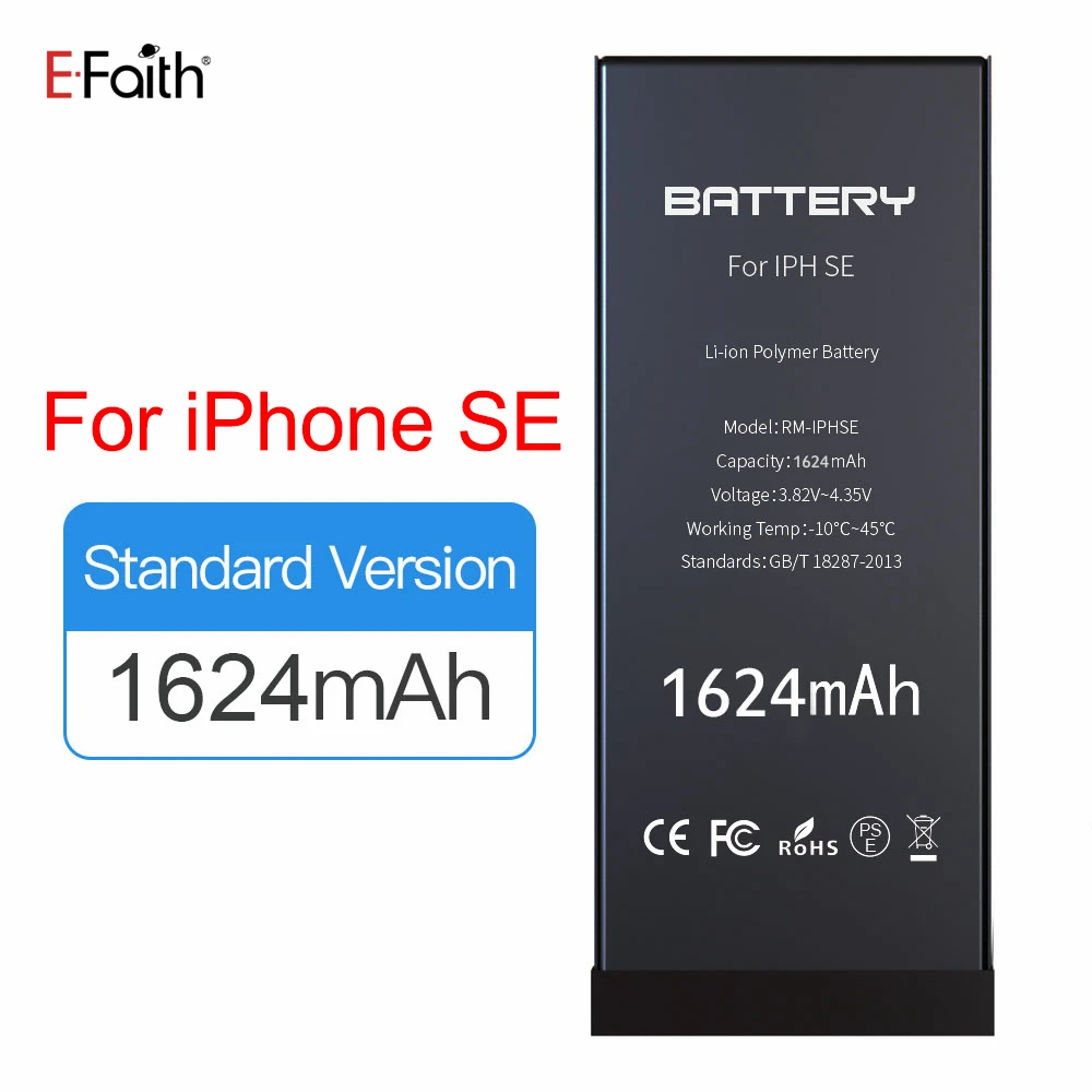 5PCS E-Faith 1624mAh Mobile phone battery For iPhone SE AAA level built-in lithium Standard Capacity Free Shipping | Мобильные