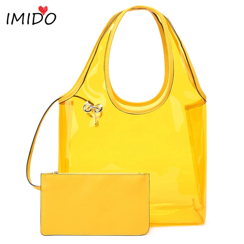 

Clear Transparent Bag Casual Tote Bags Women Shoulder Bag Fashion Bags Woman In Color PVC Handbag Bolsa Feminina De Couro