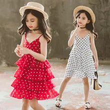 Летние платья в горошек белого и красного цвета для девочек, коллекция года, дизайнерская одежда для девочек 6 лет, roupas infatil