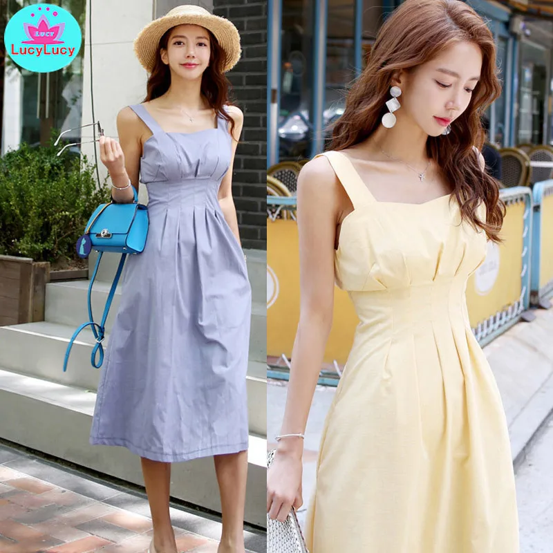 

2019 summer Korean version of the self-cultivation temperament waist fashion small fresh dress female