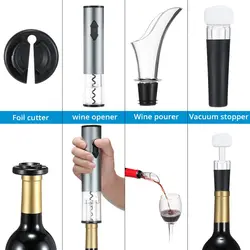Электрический штопор набор, Электрический открывалка для бутылок вина батарея работает над пробка для вина вакуумные затычки, вино Pourer