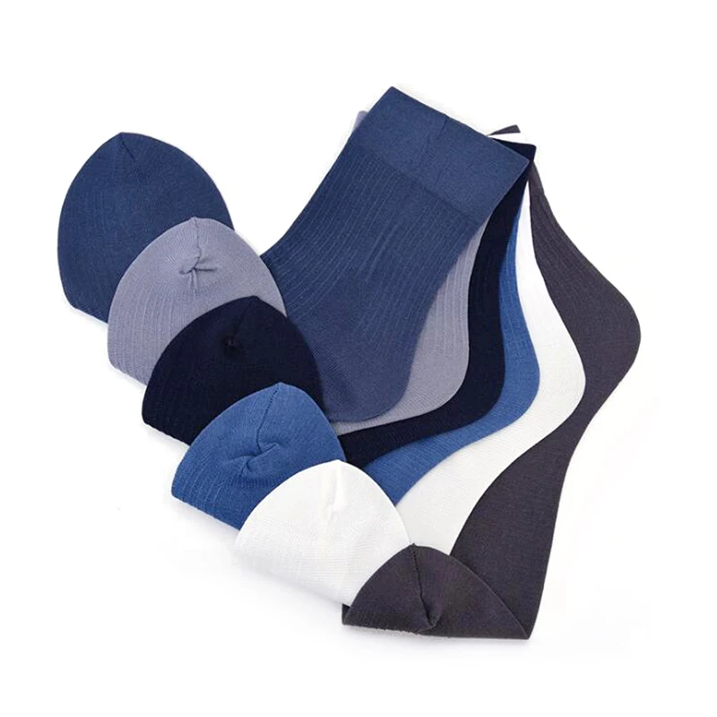 

2019 Bamboo Fiber Men's Socks Summer Thin Socks Solid Color Breathable Long Socks Casual Business Soft Men's Socks