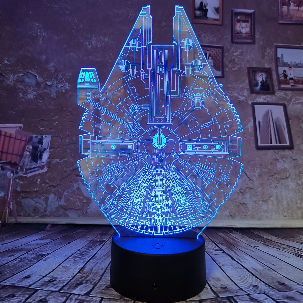 Крутая 3D Светодиодная лампа Star Wars Millennium 7 градиентные автомобильные цветные