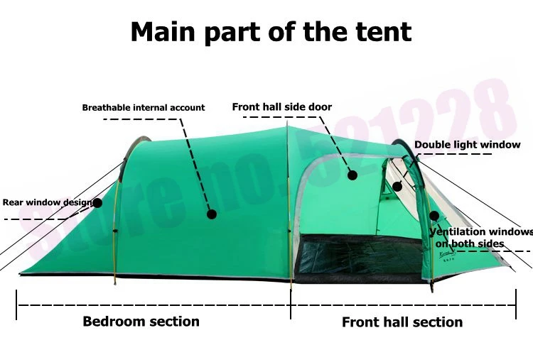 3-4 человека 1 спальня 1 гостиная 2 слоя туннель Семейные Анти дождь вечерние туристические путешествия пляж Рыбалка Открытый Кемпинг палатка