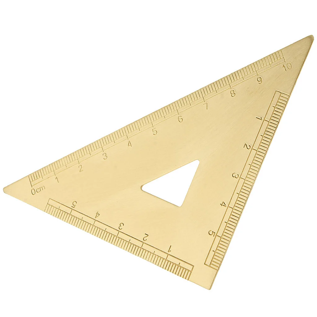 Solid Brass Metal Jewelry Design Math Geometry School Ruler Triangle Protractor Portable Measuring Jewelry Accessories