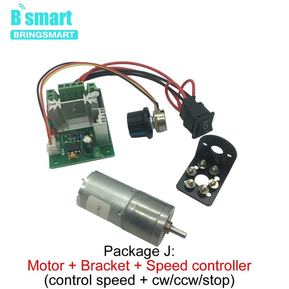 Bringsmart JGA25-370 Шестерни мотор, работающего на постоянном токе 12 В в низких оборотах робот высокий крутящий момент микро 6v щеточный Мотор 12 Вольт 24v DC робот Reducter