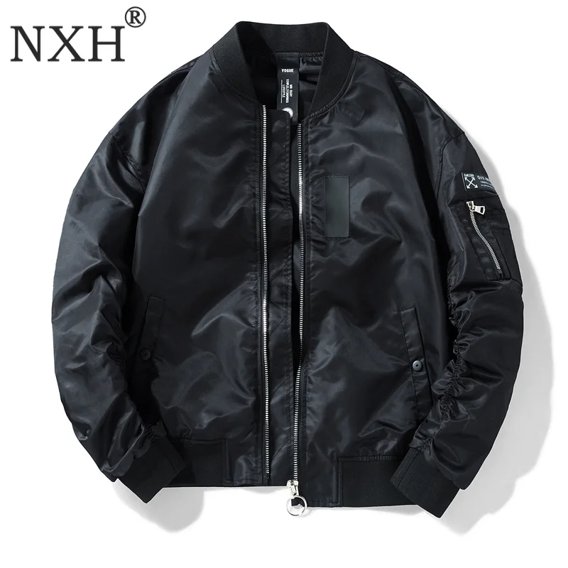 NXH Большие размеры Для мужчин бомбардировщик jaket ма-1 пилот пальто Бейсбол куртки