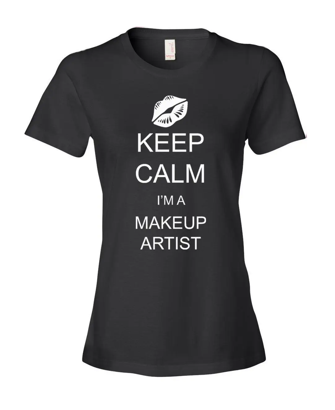 Keep Calm I am a Макияж художник Для женщин Женская мода Fit Футболка Топ с круглым