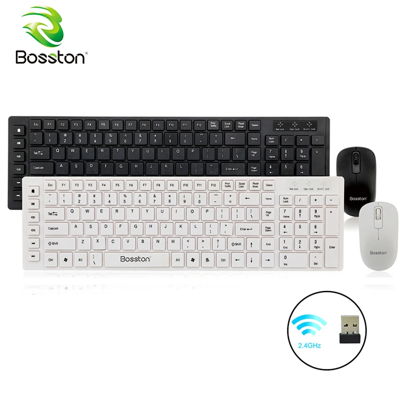 Bosston Wireless Keyboard and Mouse Set 2.4GHz with USB 2.0 Nano Receiver Ultra Thin English Keyboards for PC Laptop Bosston Wireless Keyboard and Mouse Set 2.4GHz with USB 2.0 Nano Receiver Ultra Thin English Keyboards for PC Laptop