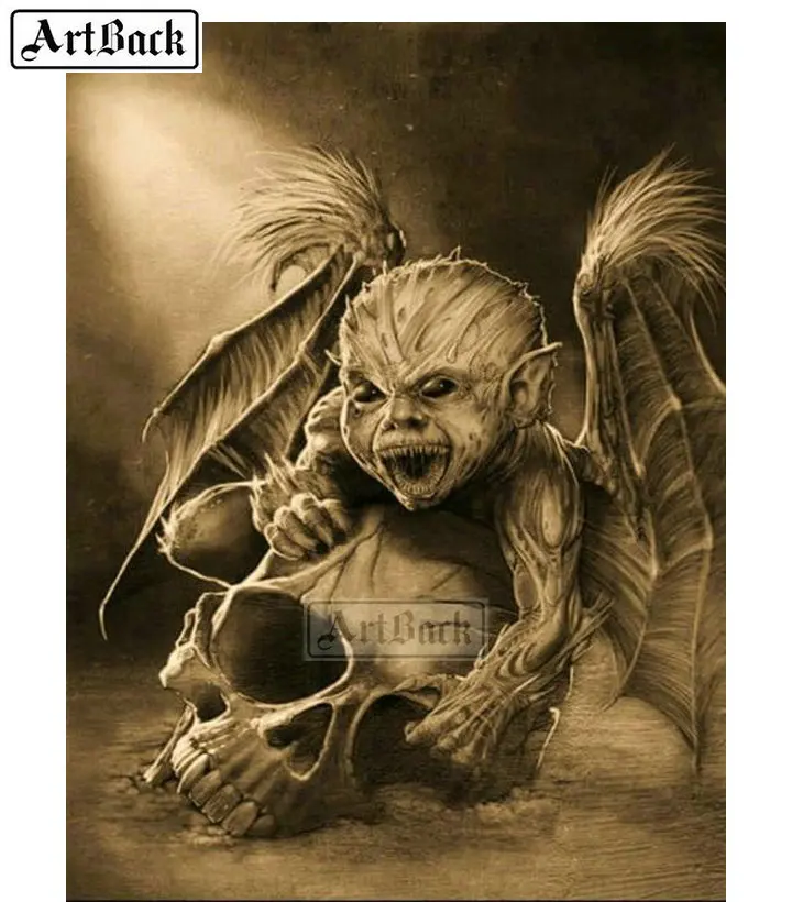 5d diy diamond painting skull bat square drill embroidery resin mosaic sewing artwork new arrival ARD249 | Дом и сад