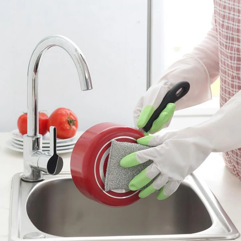 

Food Grade Dishwashing Gloves Silicon Dishes Cleaning Gloves With Cleaning Brush Kitchen Wash Housekeeping Scrubbing Gloves