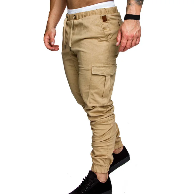 Mens Joggers Pants 2019 New Casual Solid Pockets Mid Waist Trousers Men Pants Drawstring Sweatpants Hip Hop Streetwear Pants Men