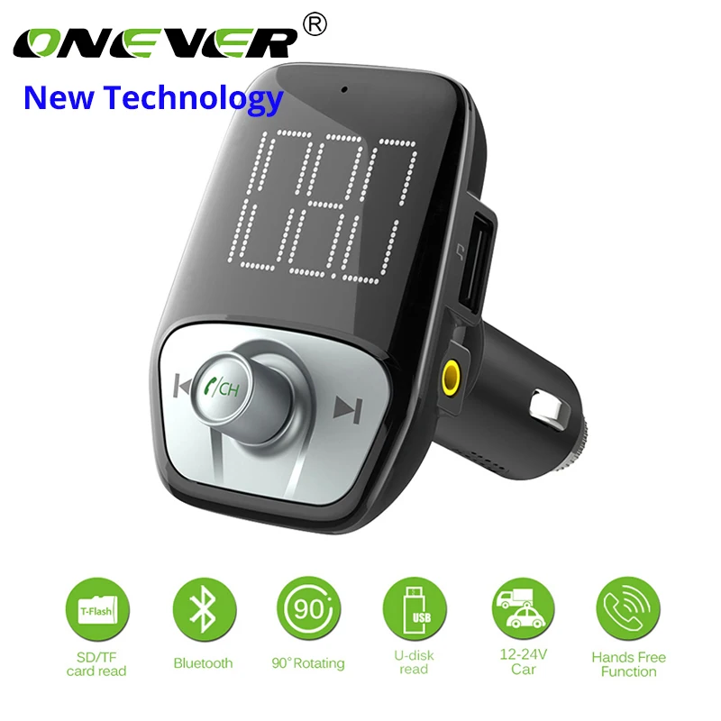 

Onever 12/24V FM Transmitter MP3 Player LCD Display Car Kit Charger Receiver Adapter Handsfree High Sound Quality 5V2.1A Charger