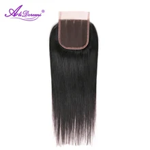 Alidoremi человеческие волосы на шнуровке бразильские прямые волосы на застежке 4X4 три средняя часть не Реми волосы
