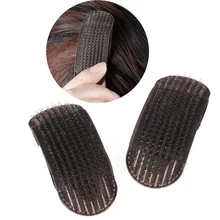 2 pçs respirável franja tapete grampos de cabelo preto café princesa ferramenta de cabelo conjunto bump-lo acima volume base inserções de cabelo invisível pinos de cabelo