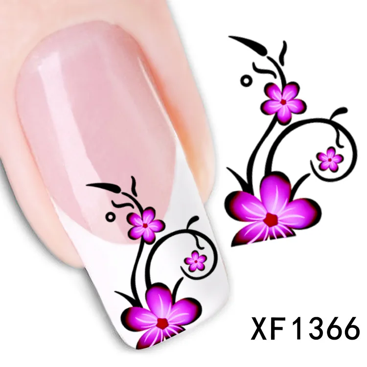 Водостойкие переводные наклейки для ногтей, красивый цветочный дизайн, маникюрные инструменты для девушек и женщин, наклейки для ногтей XF1169