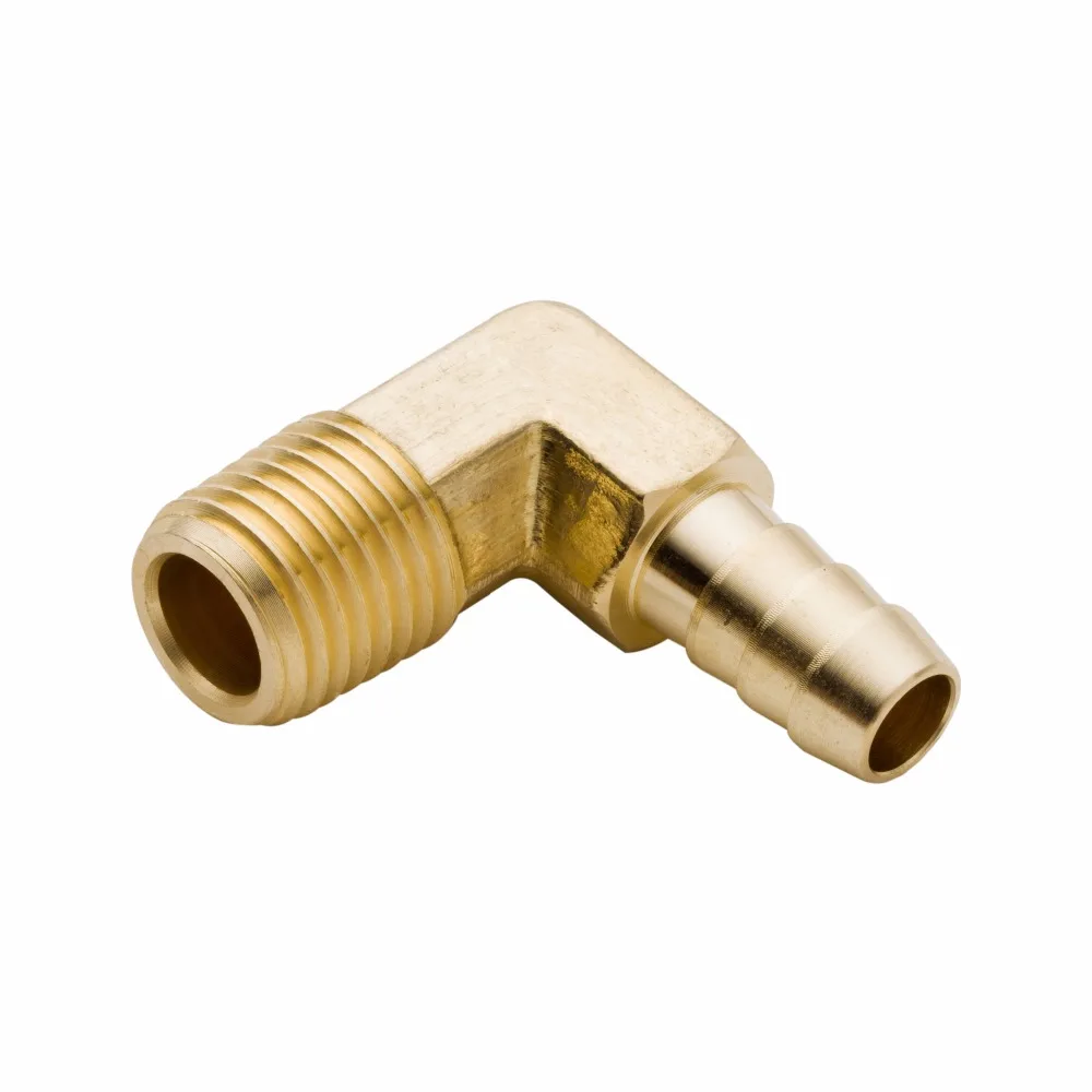 

2pcs 129 3/8" 1/2" 5/8" Brass Pipe Fitting 90 Degree Elbow Adapter Hose Barb Fitting with Male NPT Thread