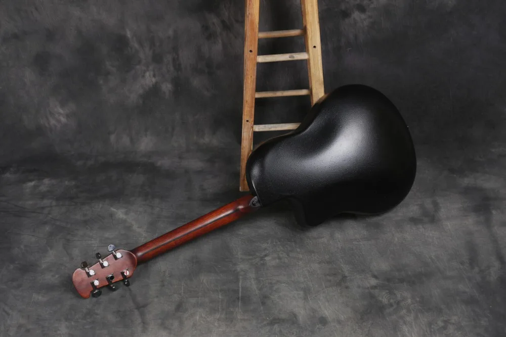 Alta calidad ronda de vuelta ovación eléctrica acústica Guitarras con aleación de carburo de Conchas Guitarras ra