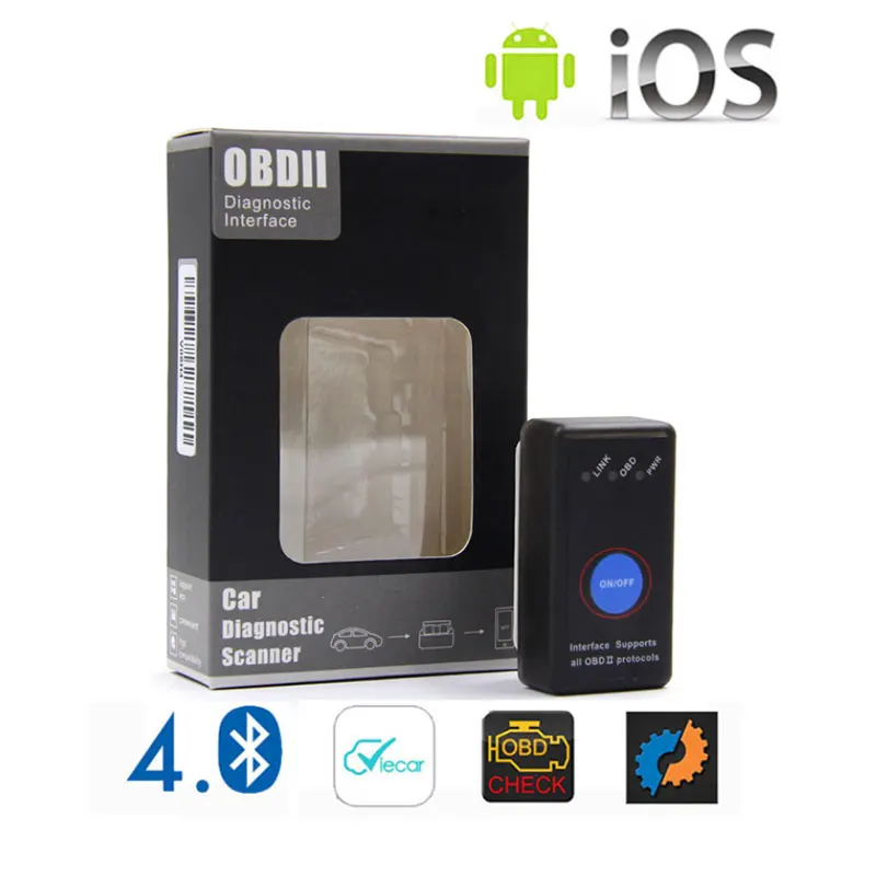 Мини ELM 327 Bluetooth 4,0 с выключателем питания 25K80 ELM327 V1.5 OBD2 Интерфейс сканирующий инструмент для IOS Android