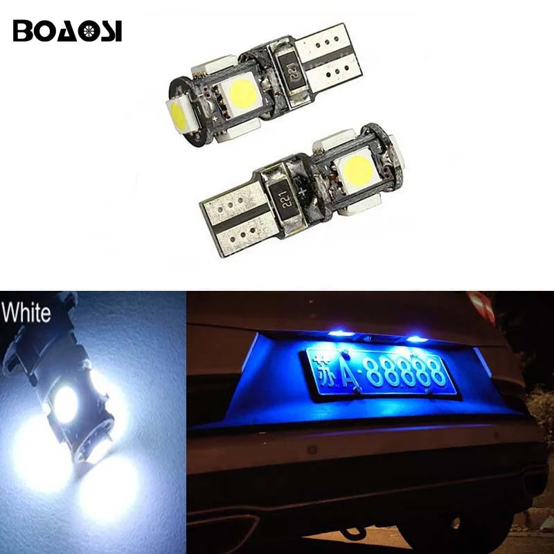 

BOAOSI 4x W5W Car 5050SMD 5LED Lights LED Number Plate Light Bulb For Peugeot 206 207 306 307 406 407 308 5008