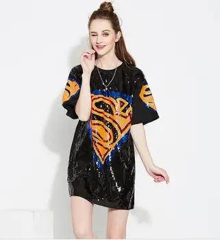 

Kpop Tumblr Korean American Women's Free Shipping 2020 Trend Sequins T-shirt Large Size Set Of Loose Short-sleeved Shirt Women