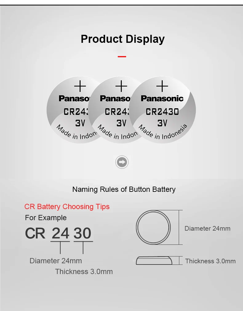 Panasonic натуральная CR2430 аккумуляторы таблеточного типа 10 шт./лот 3V литиевая Батарея часы/игрушки/Дистанционное Управление DL2430 BR2430 KL2430