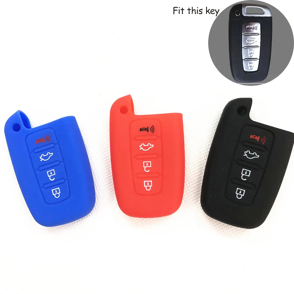 

4 Button Silicone Car Key Cover Case For Kia Sportage Soul Sorento Forte Rio k5 Optima Hyundai Elantra Sonata Veloster Genesis