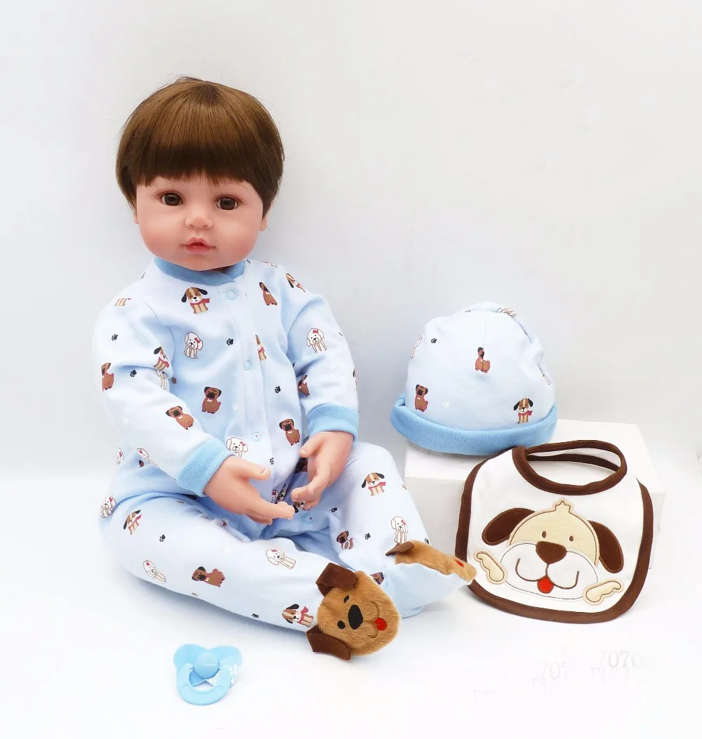 

24"60cm realistic simulation boy cloth body doll lifelike Reborn Babies Silicone vinyl Baby Doll toy Birthday Gifts bonecas