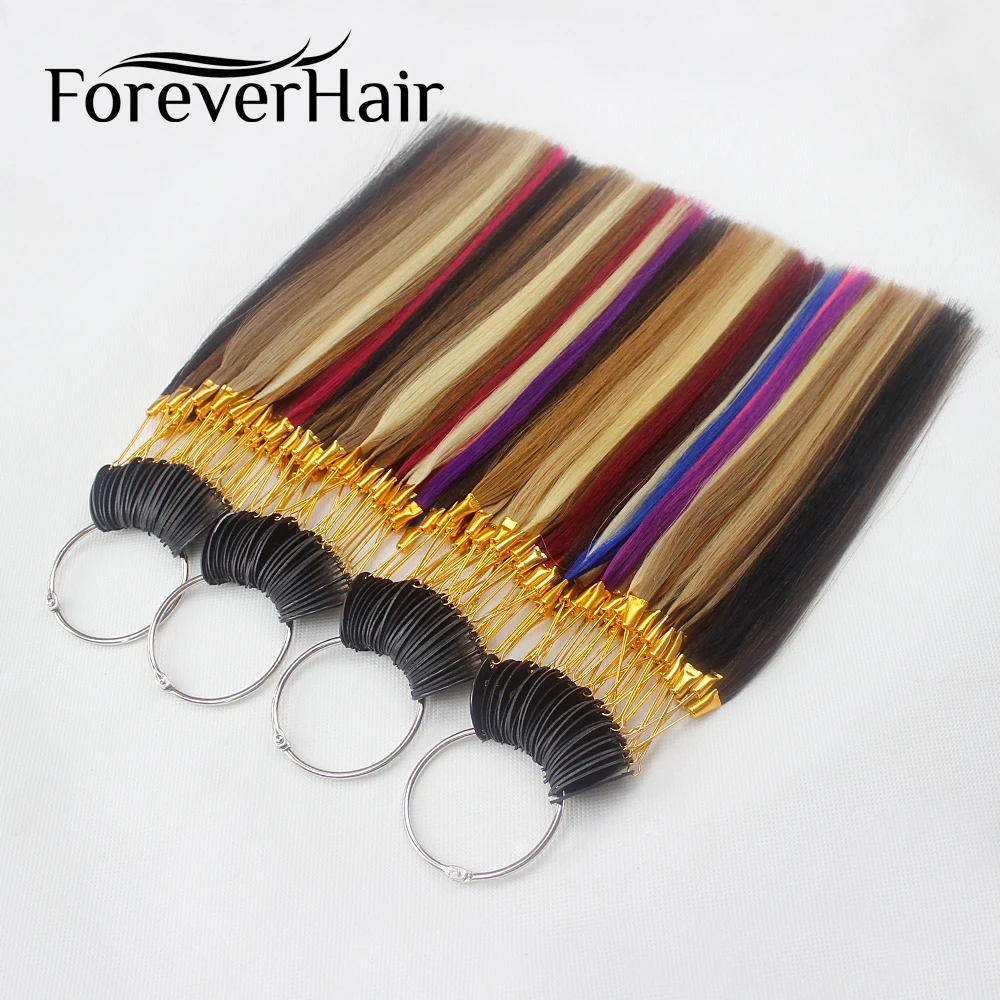 Forever Hair 100% Remy Human Hair Color Rings/ Color Charts 32 Colors Available Can Be Dyed For Salon Sample