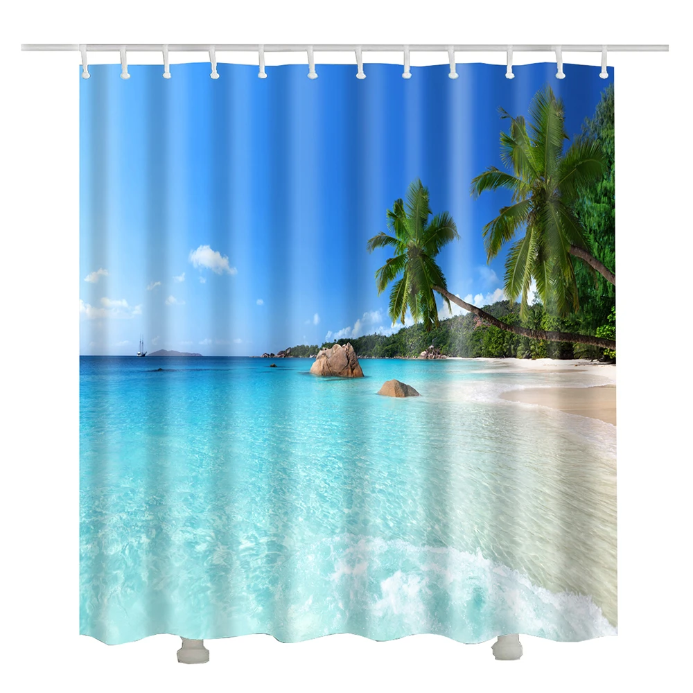 New Arrival Window Beach Shower Curtain Blue Sea Printed Coconut Tree Fabric Curtainshower Aliexpress New Arrival Window Beach Shower Curtain