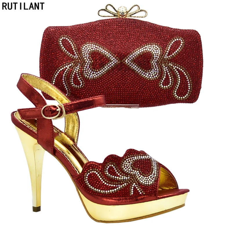 

New Party Women Shoes High Heel Italian Ladies Shoes and Bags To Match Set Nigerian Matching Shoes and Bag Sets Summer Slippers