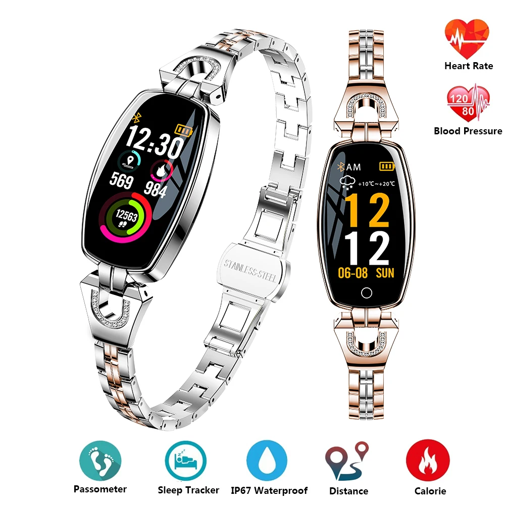 Luxury Women Smart Wristband Heart Rate Monitor Blood Pressure Bracelet Fitness Tracker IP67 Waterproof Band Best Gift for Girl Luxury Women Smart Wristband Heart Rate Monitor Blood Pressure Bracelet Fitness Tracker IP67 Waterproof Band Best Gift for Girl