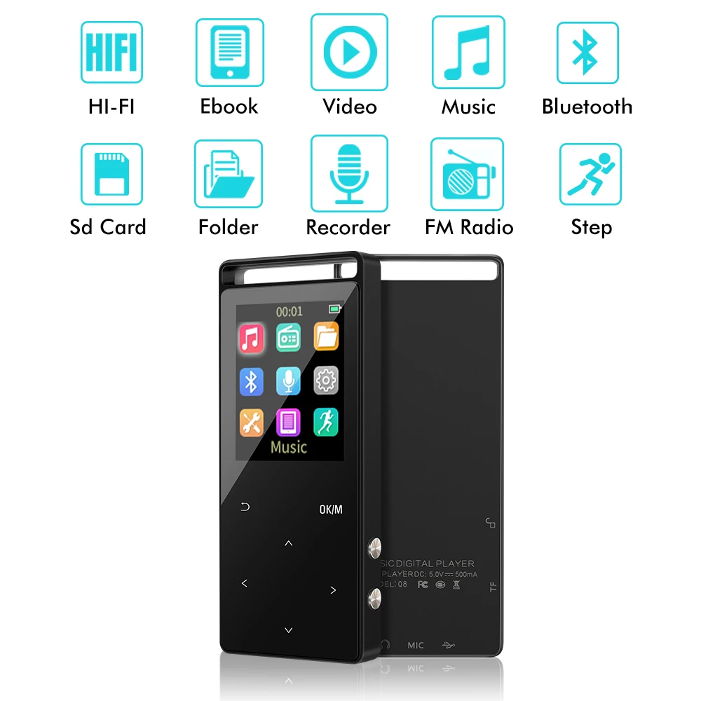 Сенсорная кнопка 16GB Bluetooth HiFi цифровой MP3 музыкальный плеер без потерь мини