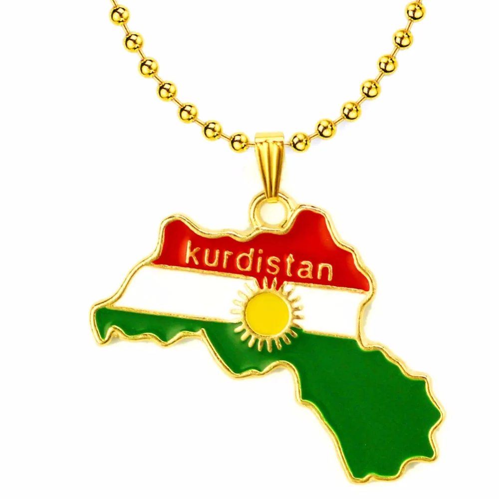 Kurdivan регион карта кулон ожерелье цепочка 45 см/60 см флаг курдского ювелирные