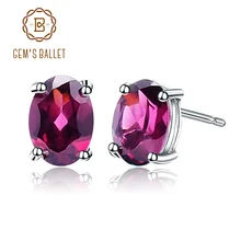 Gem's Ballet 4*6 мм 1.05Ct Овальный натуральный родолит гранат драгоценный камень 925 пробы серебряные серьги-гвоздики модные ювелирные изделия для женщин