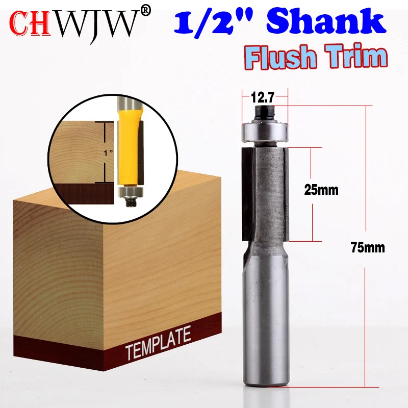 

1PC 1/2" Shank Down-Shear Flush Trim Router Bit For Woodworking Cutting Tool