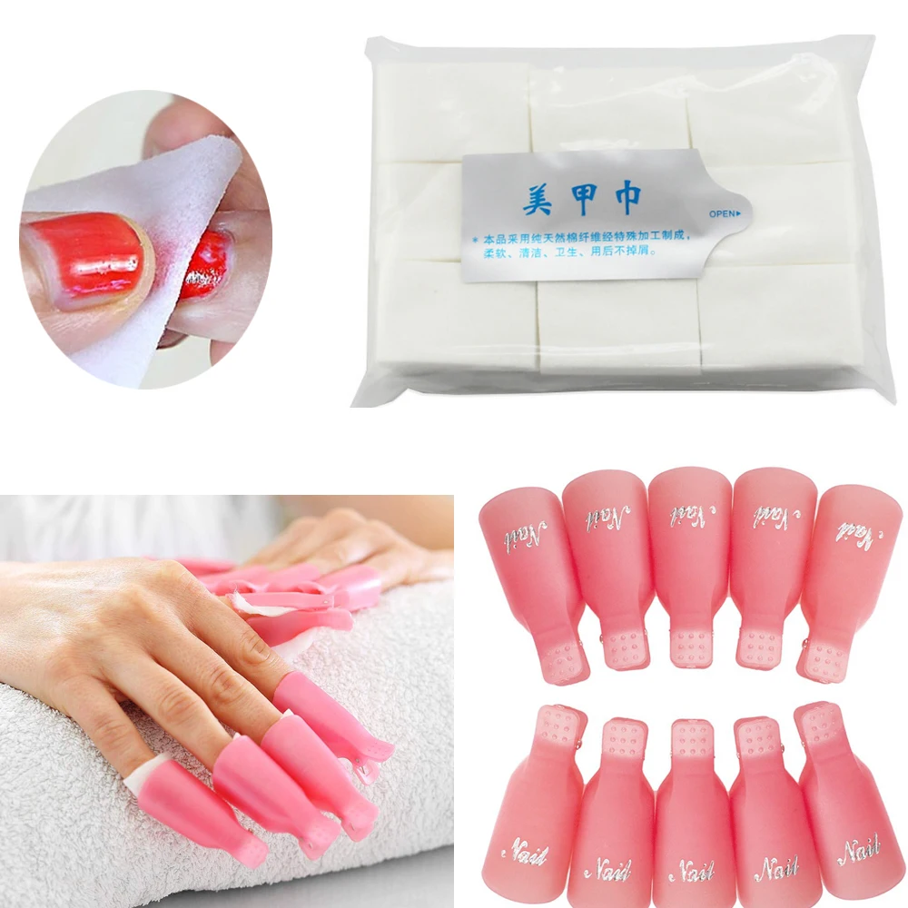

Nail Art Tools Set Pure Cotton Nail Wipes Wraps Lint-Free Removal Wraps Polish Remover Nail Removal Clip For Manicure Art Tool