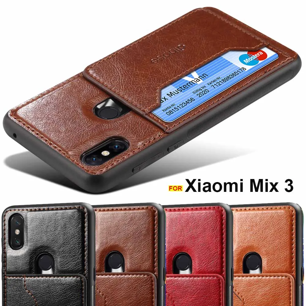 

for Xiaomi Mi Mix 3 Mix3 case Luxury Leather card holder Car Magnetic case for Mi Mix 3 cover Mi 8 A2 6X Pocophone F1 case