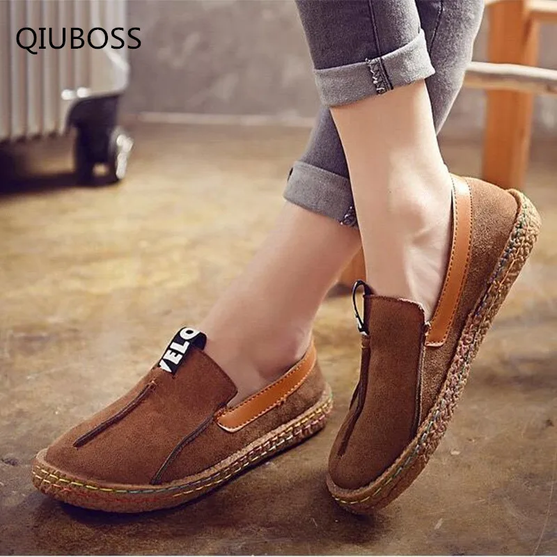

QIUBOSS 2018 new fashion casual flat shoes shallow suede Oxford shoes round head comfortable shoes Q15