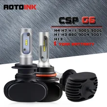 AOTOINK Auto Levou Farol H7 H4 H13 9005 9006 HB3 HB4 Levou Bulbo do carro CSP Chip 50 W 8000lm Fan-less H8 H11 Nevoeiro Lâmpada All-in-one