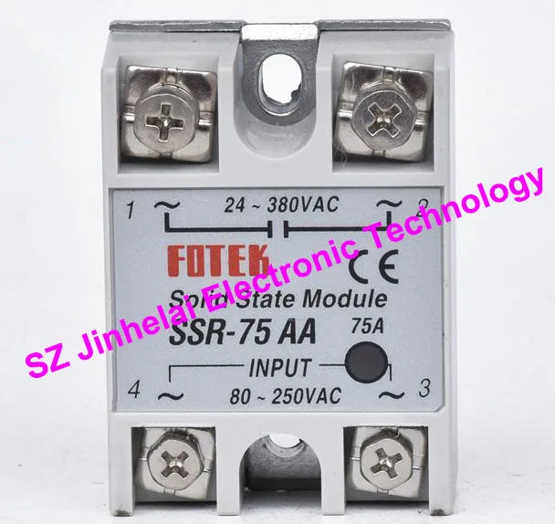 

New and original FOTEK Single-phase AC solid state relay SSR-75AA 75A 24-380VAC 80-250VAC