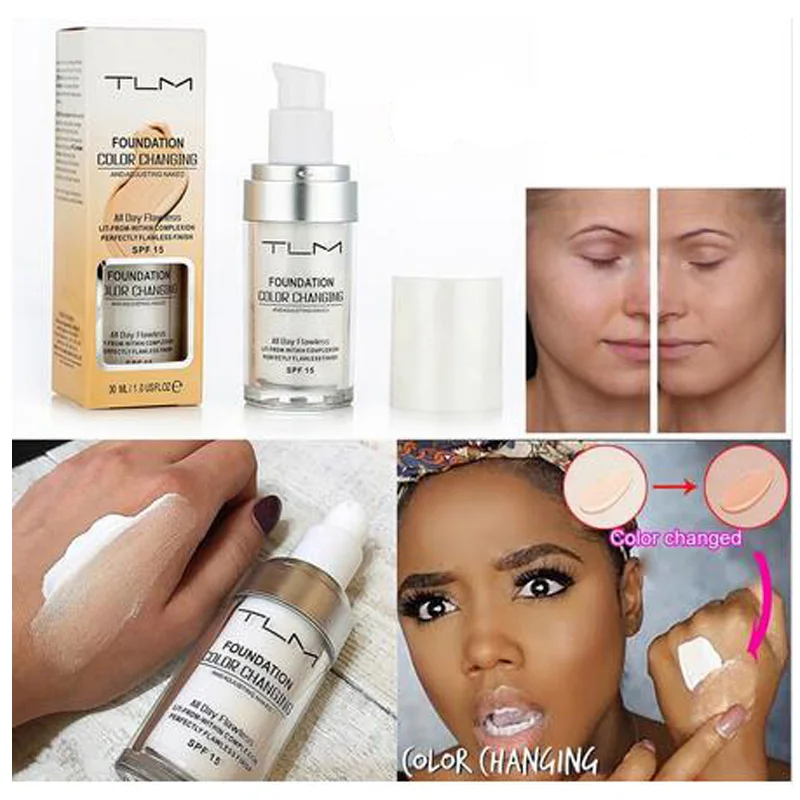 

Moonbiffy TLM Changing Foundation Makeup Base Nude Face Liquid Cover Concealer Longlasting Makeup Change To Your Skin Tone