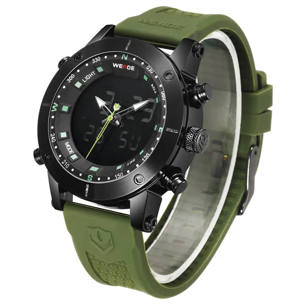 WEIDE luxury original Genuine LCD digital Sport fitness watch alarm clock men Silicone waterproof men's  Analog LED watches box